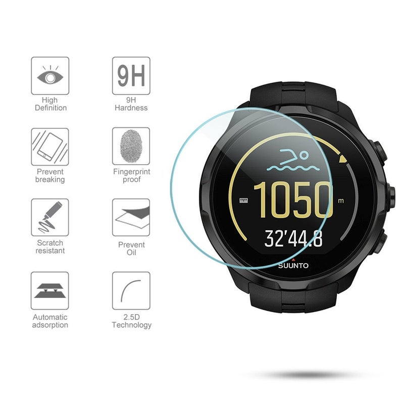 Diruite 3-Pack for Suunto Spartan Sport Tempered Glass Screen Protector, 2.5D 9H Hardness Ultra-Thin Tempered Glass Screen Protective Film [Anti-Scratch] - Image 3